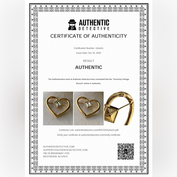 Givenchy Gold Heart Brooch with Crystal Accent - Picture 3 of 6